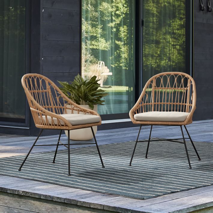 Palma Indoor Outdoor Rattan Dining Chairs Set of 2 West Elm
