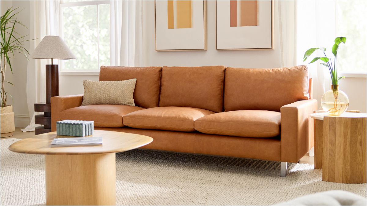 Nelson Leather 89 Sofa Down Ludlow Leather Gray Gray Smoke Chrome West Elm