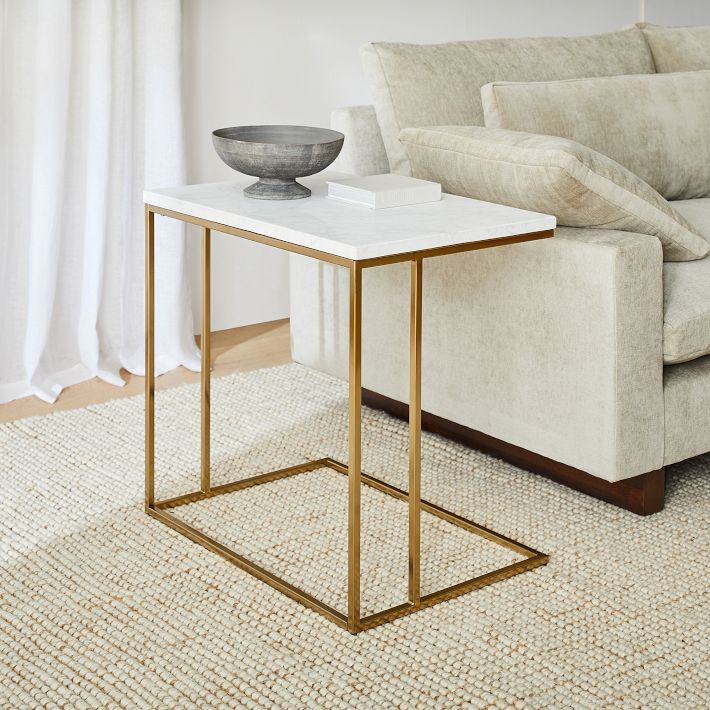 Streamline Wide C Side Table Marble Finish for Modern Spaces West Elm