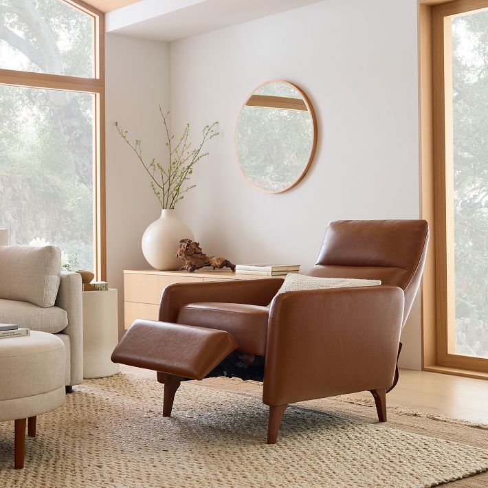 West elm leather recliner discount