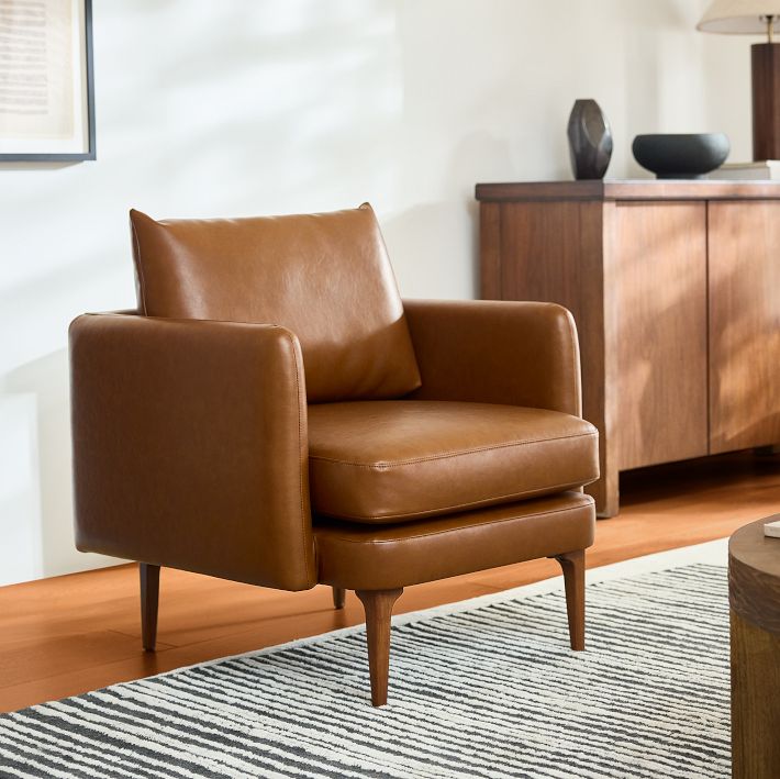 Auburn Chair Ludlow Leather Natural Sand Cool Walnut West Elm