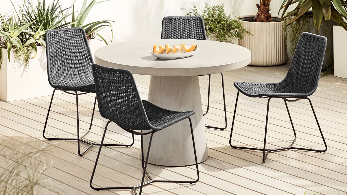 Concrete Indoor Outdoor Pedestal Round Dining Table 32 60 West Elm
