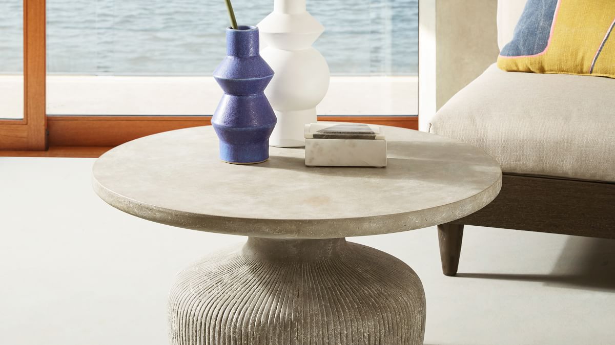 Tambor Indoor Outdoor Round Coffee Table Modern Living Room Furniture West Elm