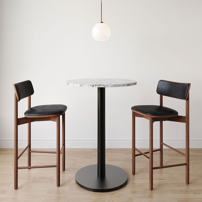 Orbit Bar Table Faux Marble Round West Elm