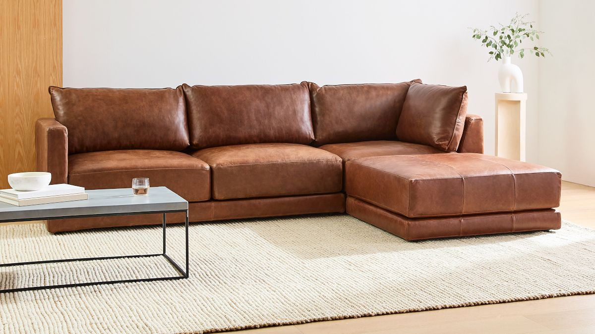 Melbourne Leather 3 Piece Ottoman Sectional 116 126 West Elm