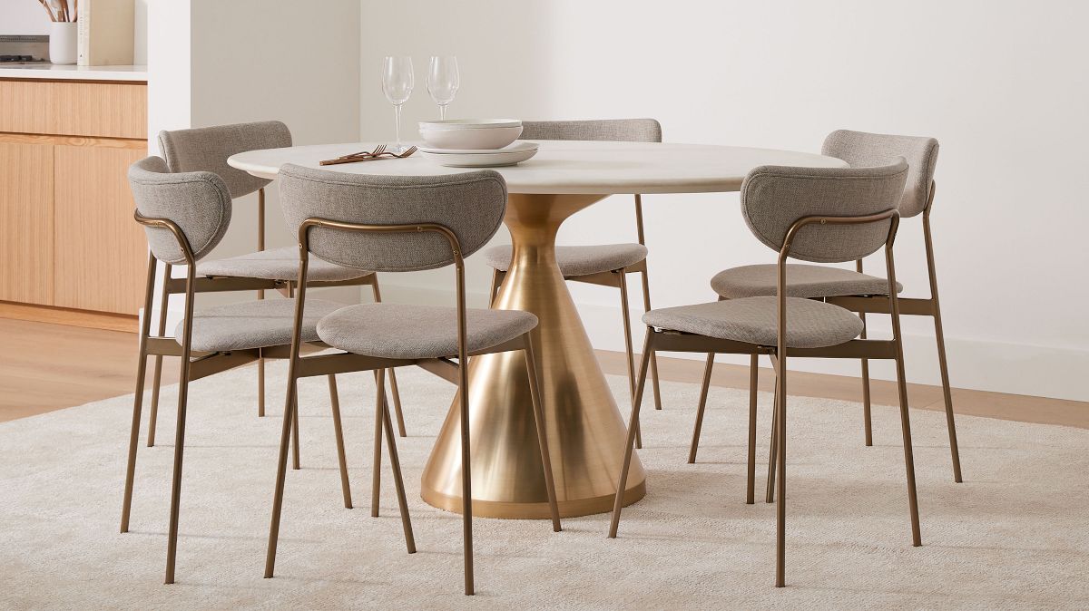 Silhouette Pedestal Marble Round Dining Table (48")
