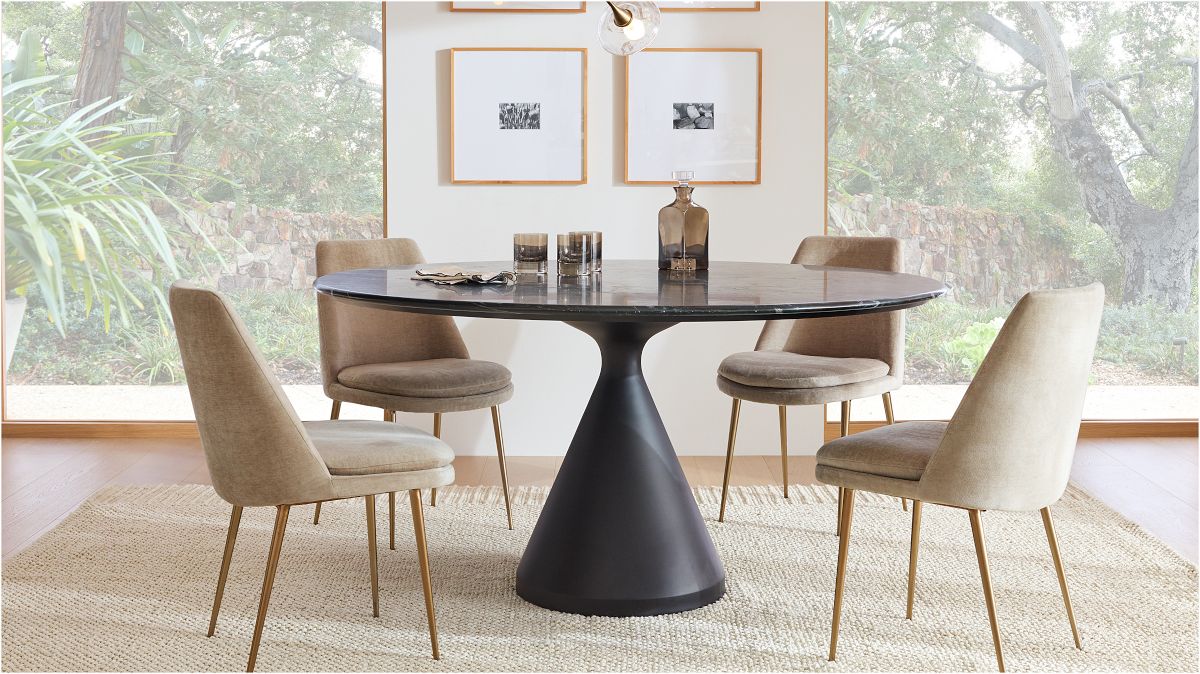 Silhouette Pedestal Marble Round Dining Table (48")
