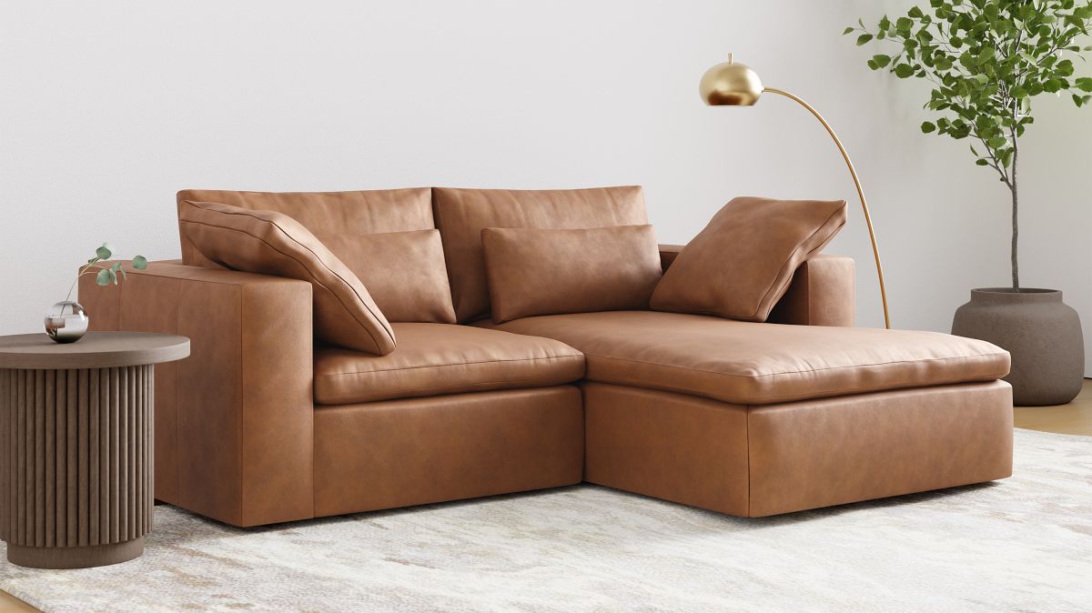 Harmony Modular Leather Small 2-Piece Chaise Sectional (86\, image size:1200x674