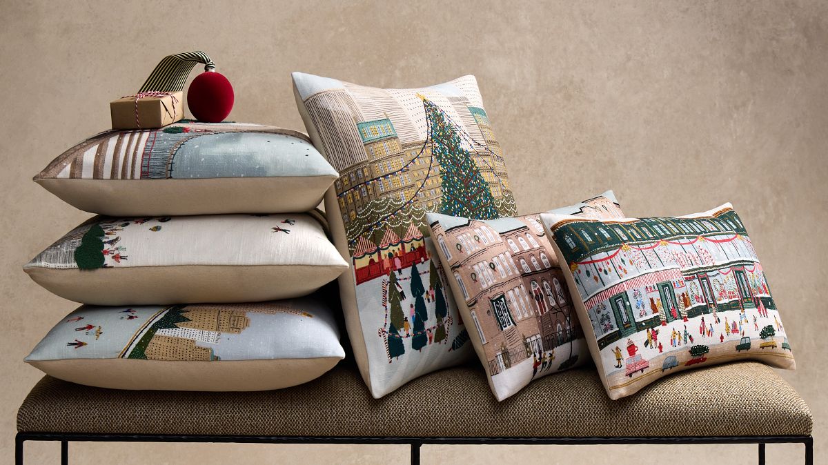 Nicole Cicak Holiday Ice Skaters Pillow Cover | West Elm