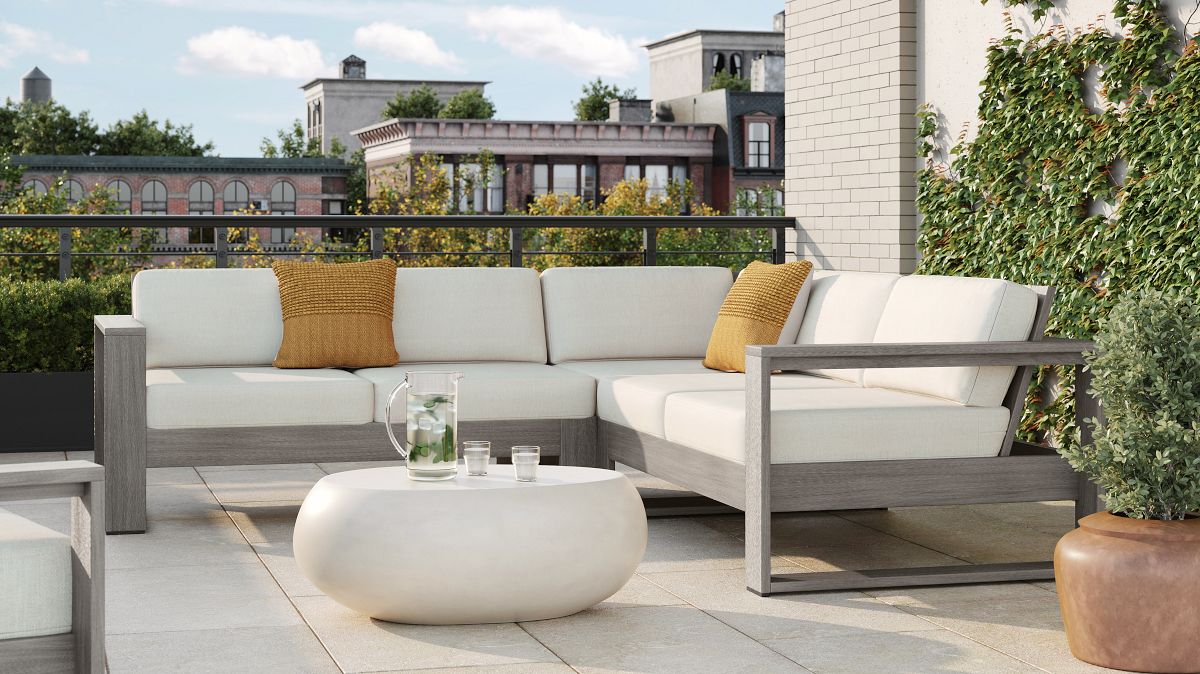 West Elm L Shaped Outdoor Sectional Aluminum Small Deck Sectional