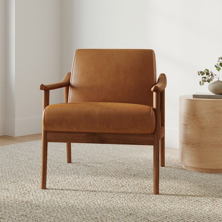 Mid-Century Leather Show Wood Chair West Elm