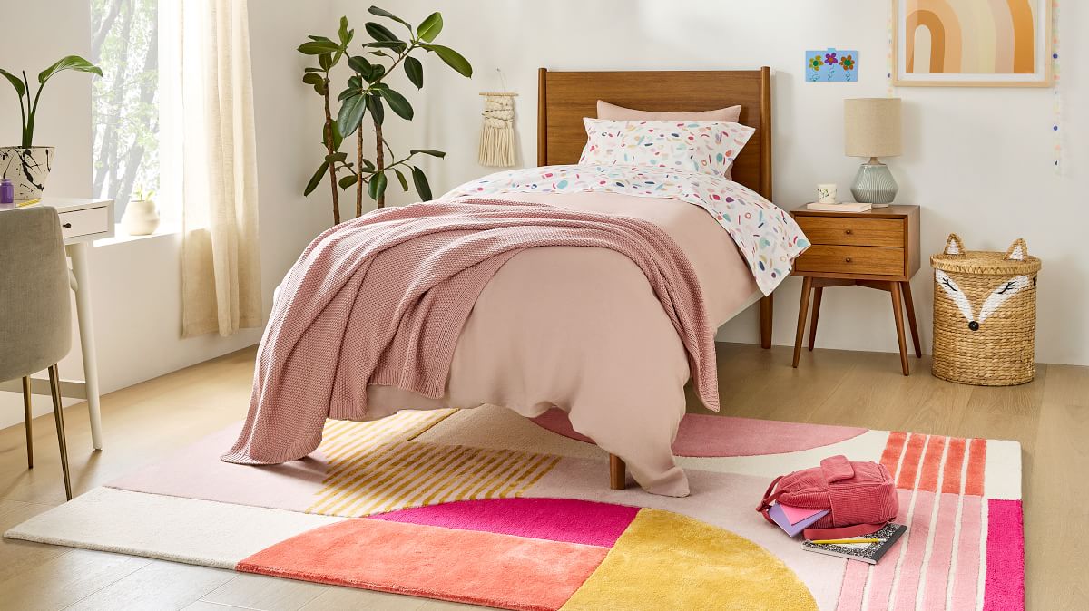Pieced Circle Rug in Pink Blush | West Elm