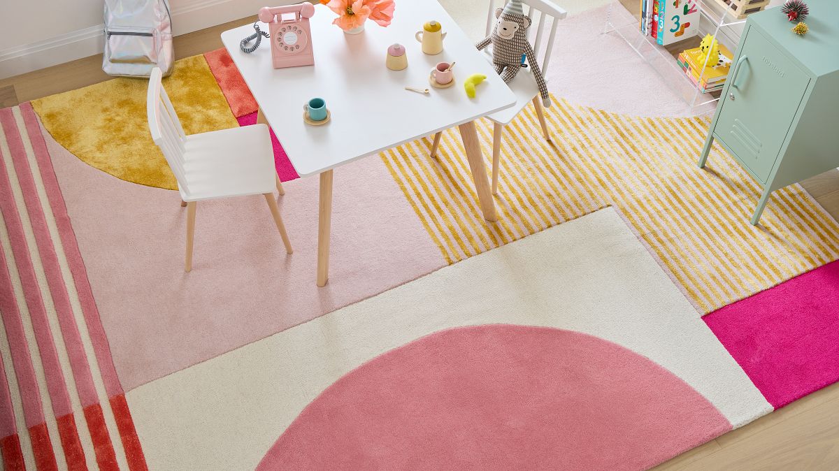 Pieced Circle Rug in Pink Blush | West Elm