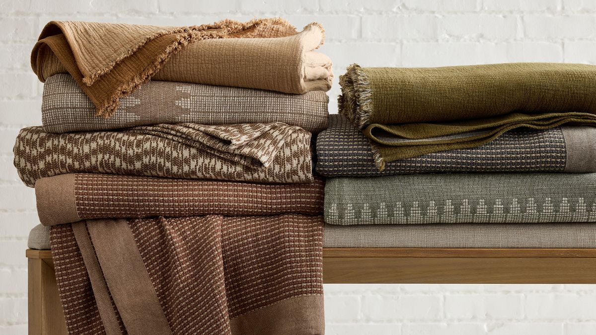 Two-Tone Cotton Linen Blanket | West Elm