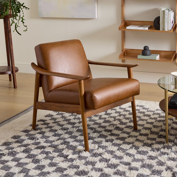Mid-Century Leather Show Wood Chair | West Elm