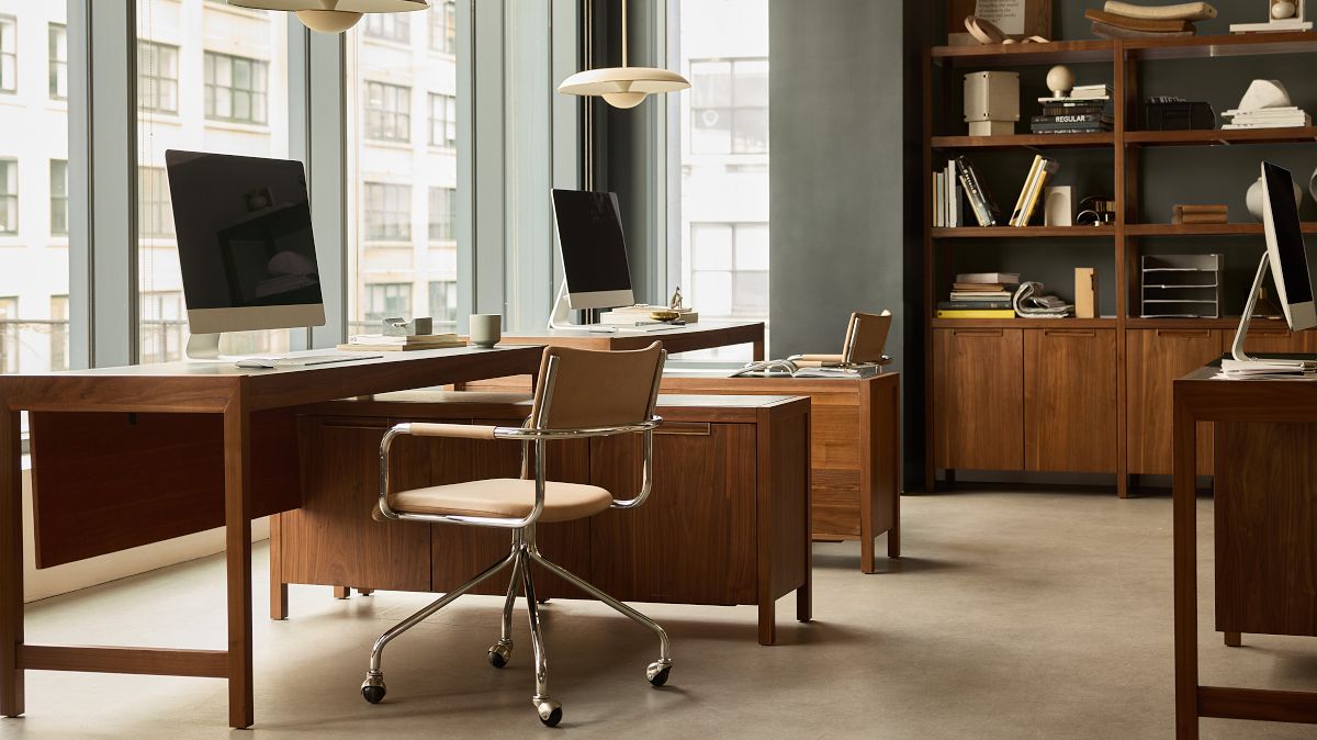 Hughes L-Shaped Desk with Cabinets 68
