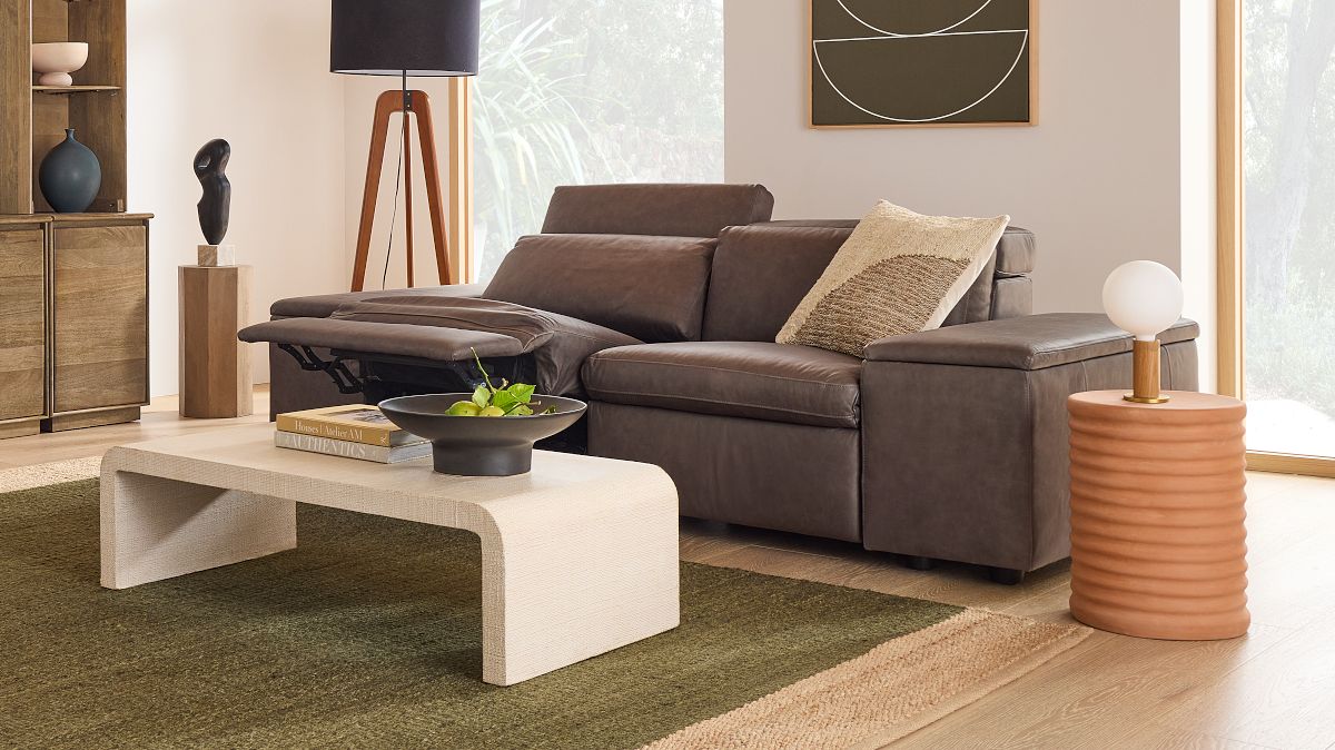 Enzo Leather Reclining Sofa (77