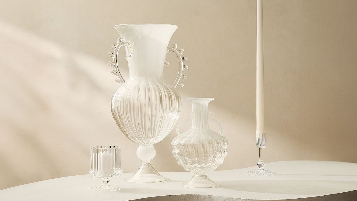 Solei Footed Vases Clear Glass 8.25