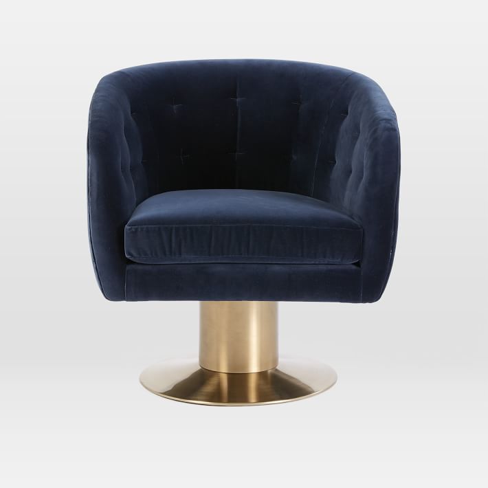 Tufted Pedestal Swivel Chair | West Elm