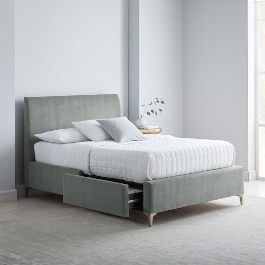 Andes Deco Upholstered Storage Bed - White Upholstered Queen Bed With Storage Andes Deco Upholstered Storage Bed - White Upholstered Queen Bed With Storage