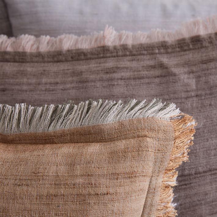Textured Silk Fringe Pillow Cover Gold Dust West Elm