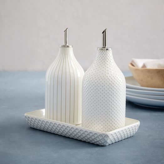 Textured Oil Vinegar Set Kitchen Storage Solutions
