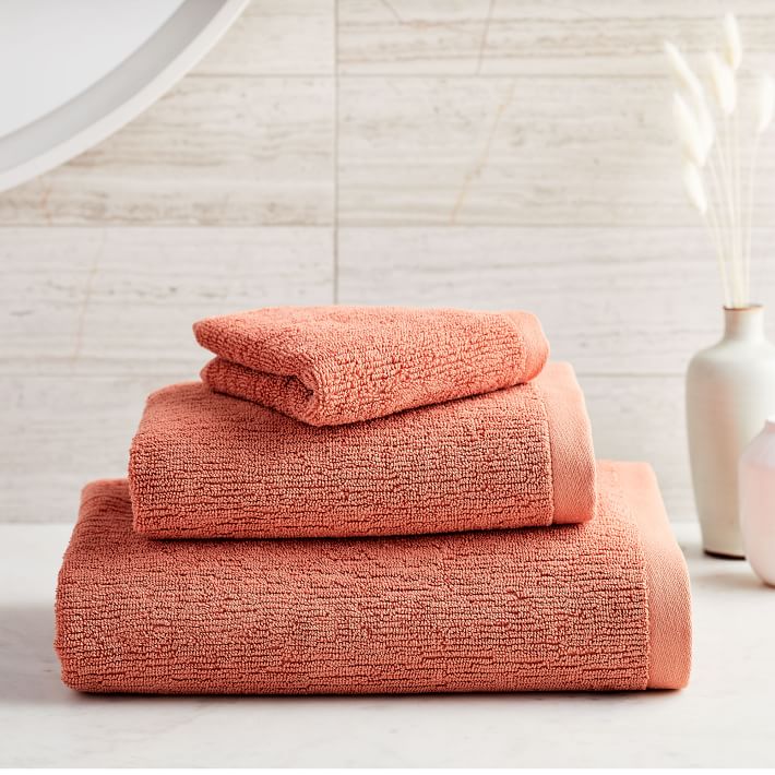 peach colored towels