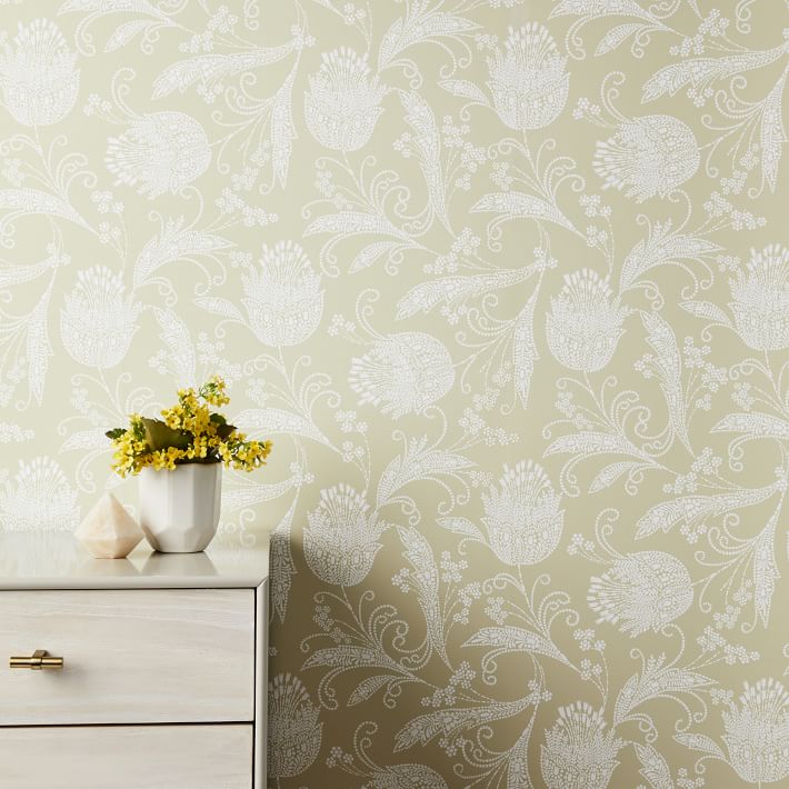 Wallshoppe Boho Floral Print Removable Wallpaper