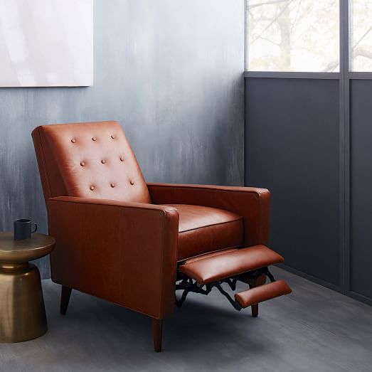 Rhys Mid Century Leather Recliner - West Elm Leather Recliner Rhys Mid Century Leather Recliner - West Elm Leather Recliner