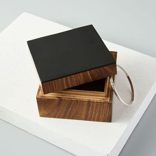 Wood Black Decorative Box Small Jewelry Organization
