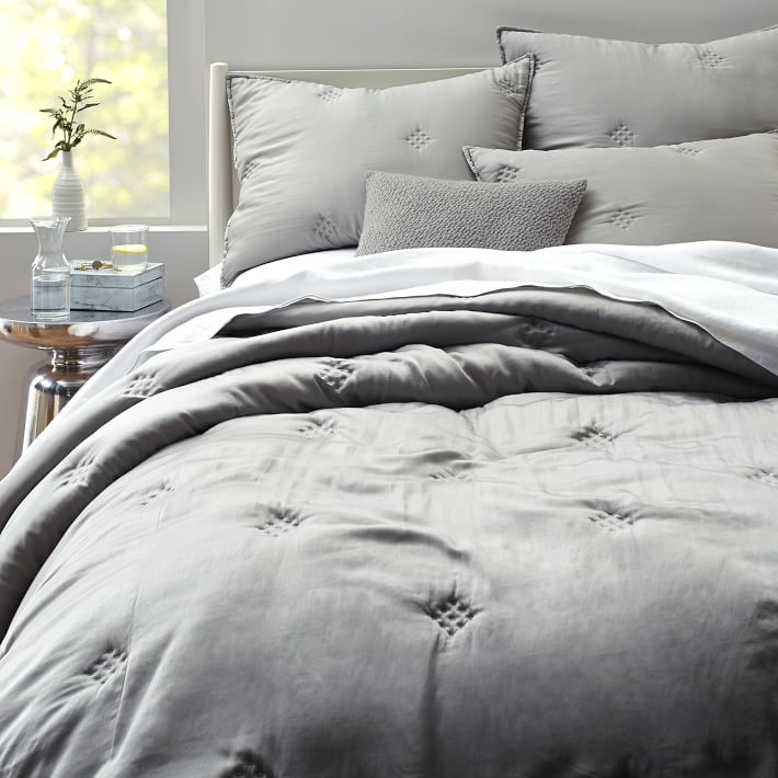 Washed Silk Quilt Platinum West Elm