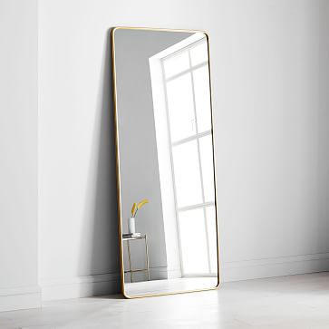 white floor mirror with jewelry storage