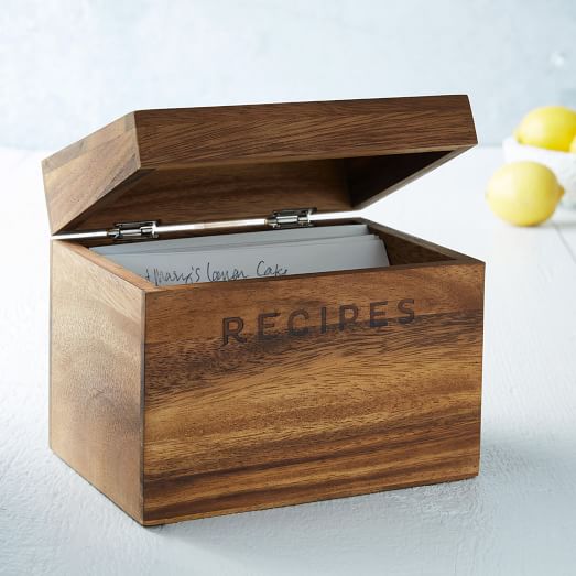 Acacia Wood Recipe Box, Kitchen Storage Solutions
