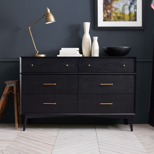 Mid Century 6 Drawer Dresser Black Mid Century 6 Drawer Dresser Black