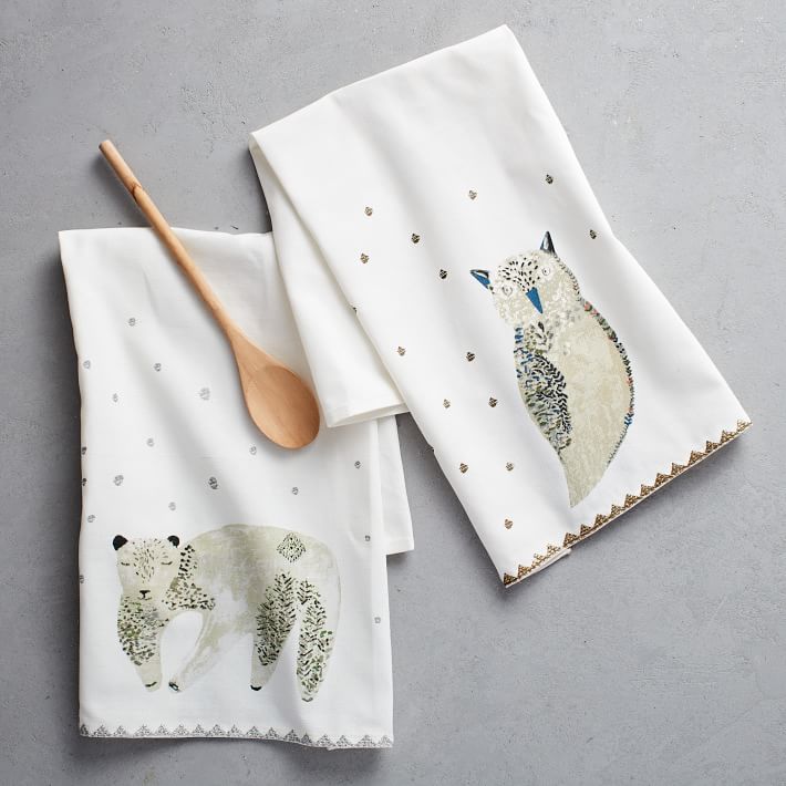 embroidered tea towels