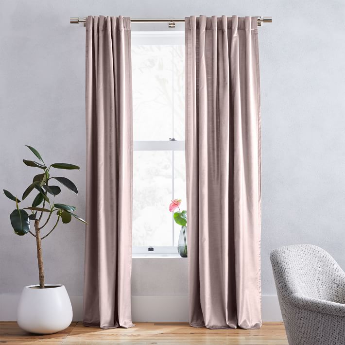 dusty rose colored sheer curtains