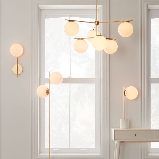Sphere Stem 6 Light Chandelier Milk Sphere Stem 6 Light Chandelier Milk