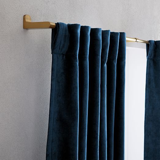 Worn Velvet Curtain Regal Blue Worn Velvet Curtain Regal Blue