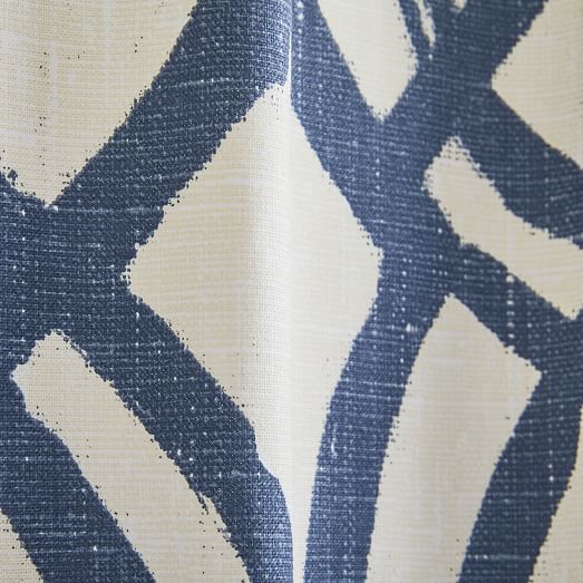 blue patterned curtain fabric
