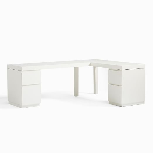 Parsons L Shaped Desk 2 File Cabinet Set