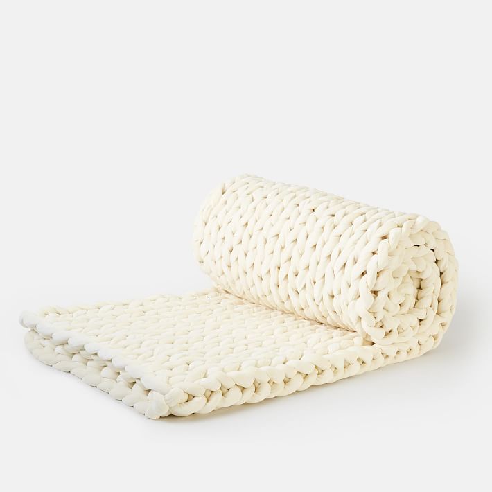 Bearaby Velvet Weighted Blanket Marble White West Elm