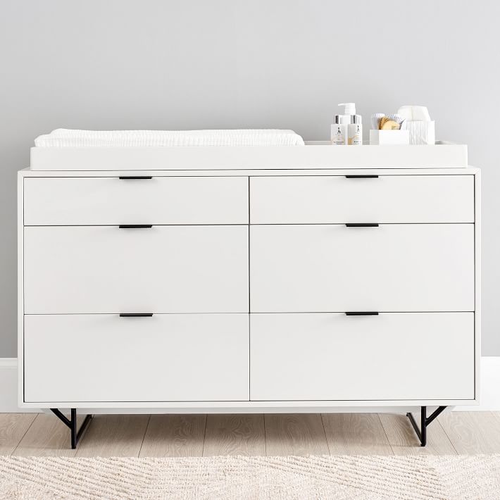 modern white changing table