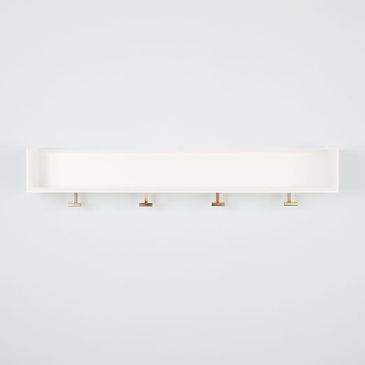 36 inch white shelf with hooks