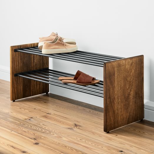 Anton Solid Wood Shoe Rack Burnt Wax