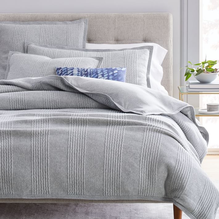 Cotton Cloud Jersey Duvet Cover & Shams - Medium Heather Gray | West Elm