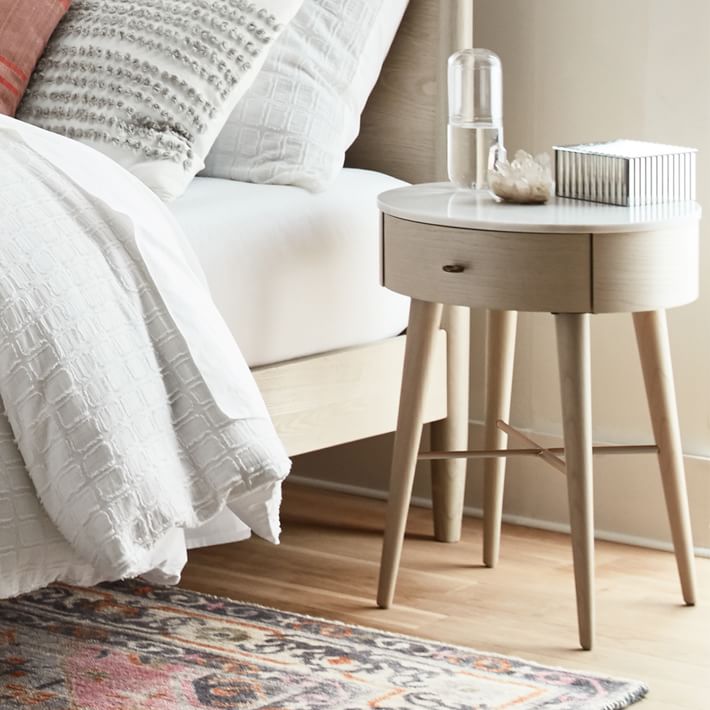 Shop Penelope Nightstand - Feather Gray w/ Marble Top from West Elm on Openhaus