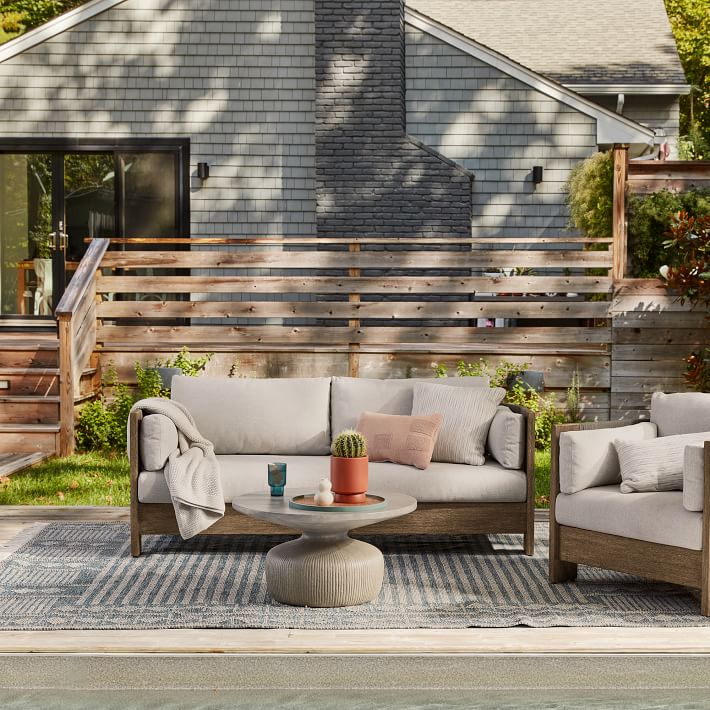 Tambor Concrete Outdoor Drum Coffee Table | West Elm