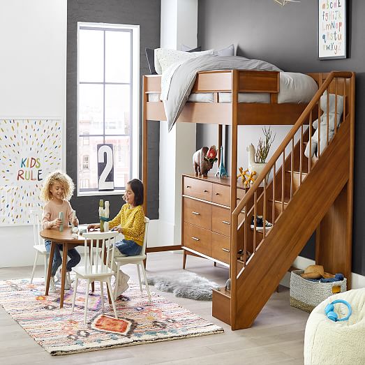 Mid Century Stair Loft Bed Acorn