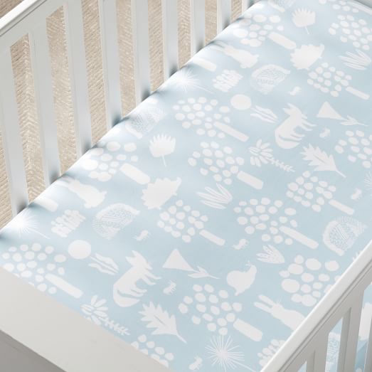 light blue crib sheet