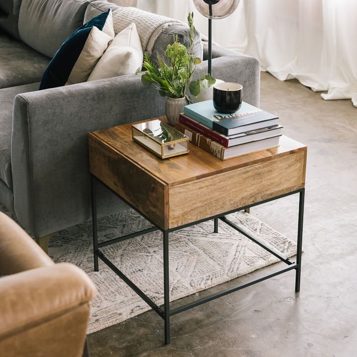 Featured image of post Industrial Side Table With Wheels - To add to the industrial feel, i added steel gusset plates and.